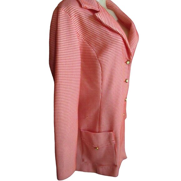 Vintage Women's Blazer Jacket Medium Graff Californiawear Red White Checkered - Picture 6 of 6